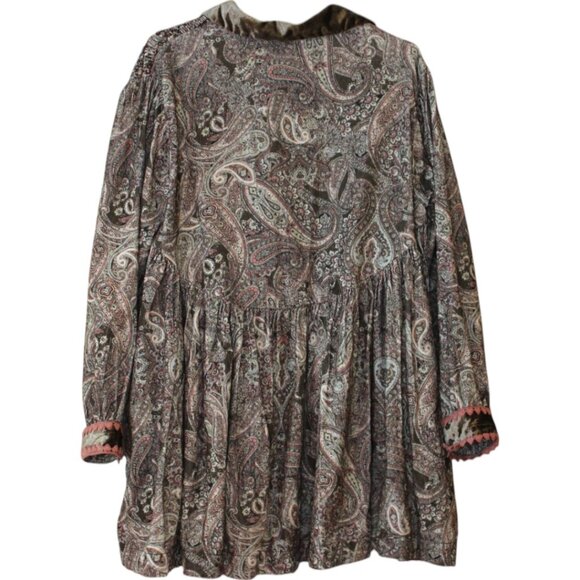 Free People Lucille Corduroy Mini Dress XS Cocoa Combo Babydoll Silhouette 229 - Picture 8 of 12